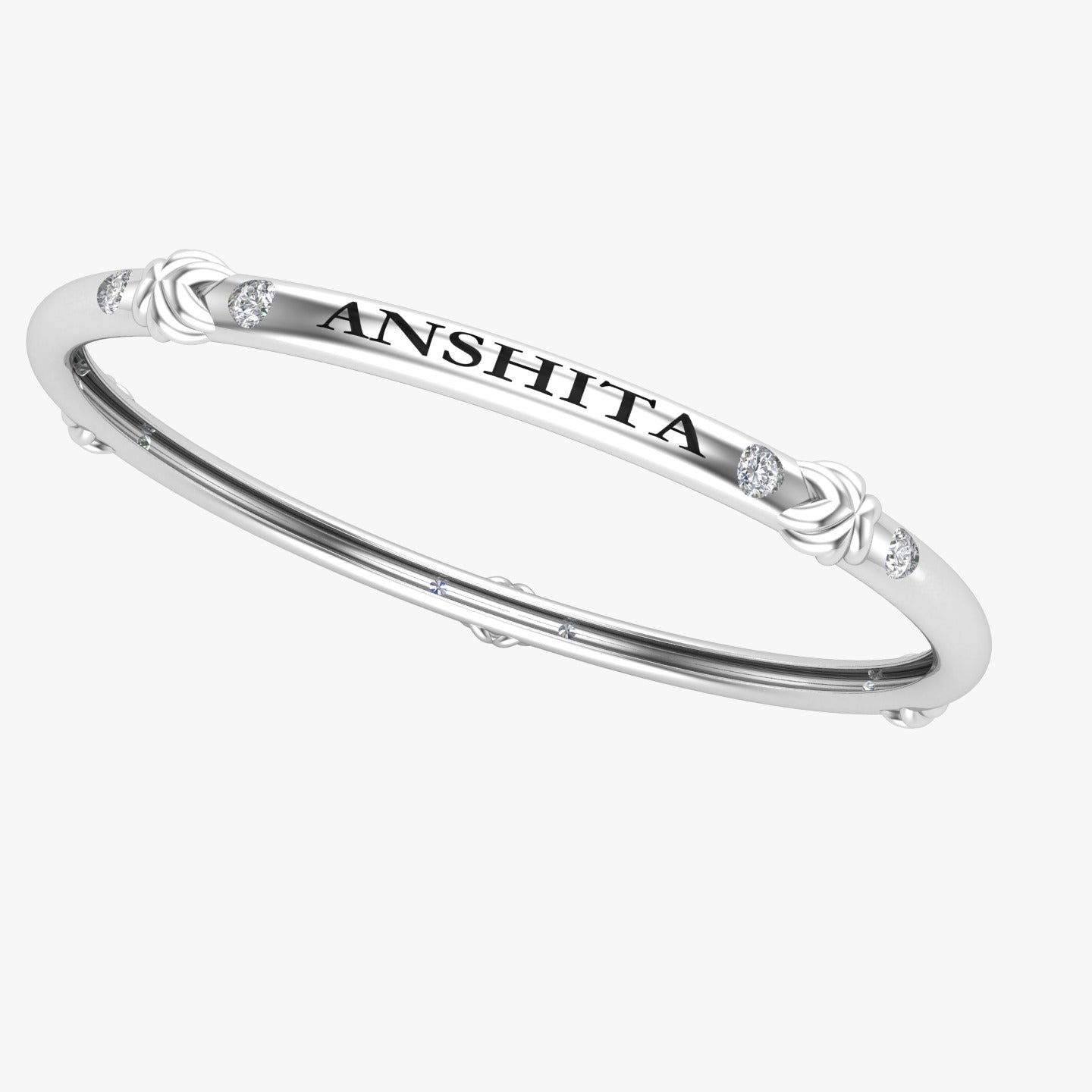 New Born Baby Customised NAME Kada - Pure Silver