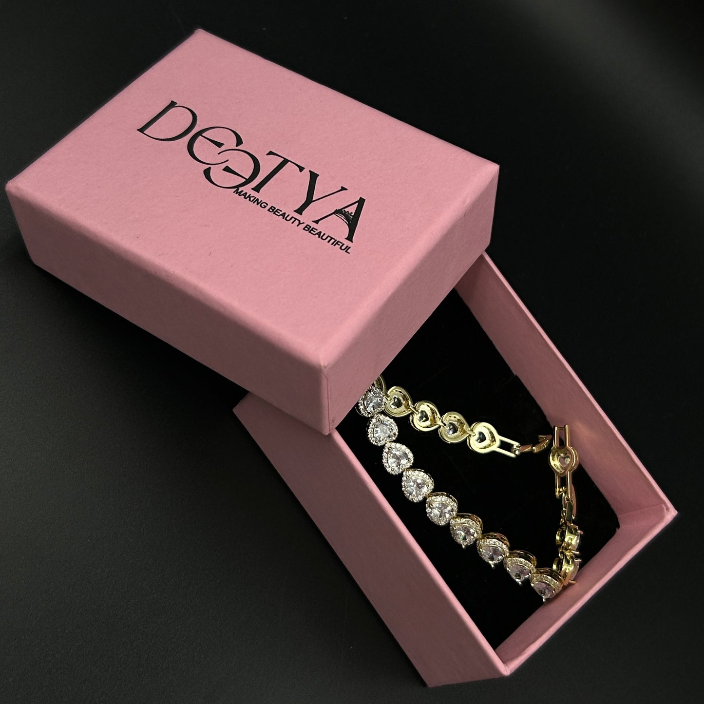 Diamond Heart 18k Gold Plated Bracelet