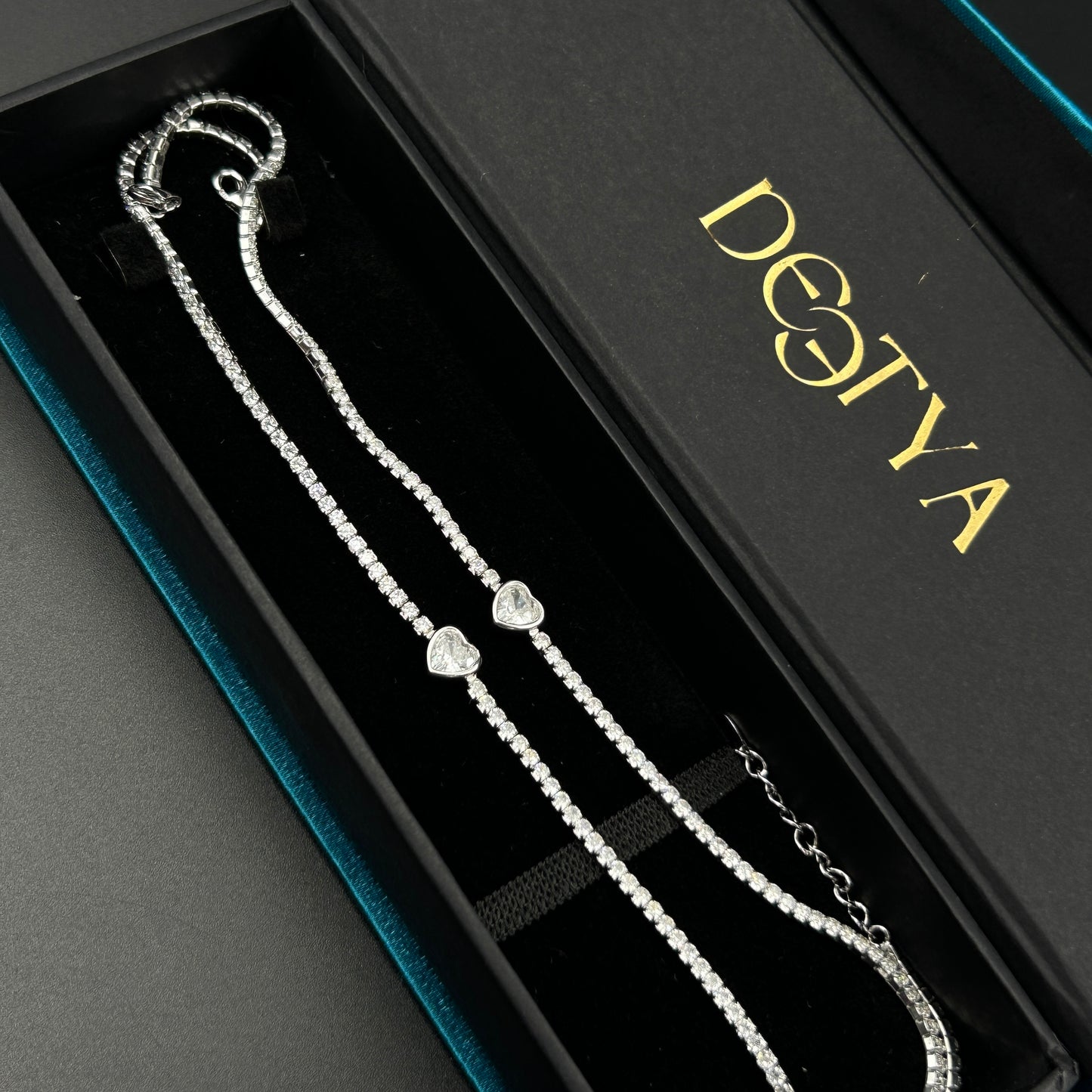 Solitaire Heart Anklet - Silver Payal