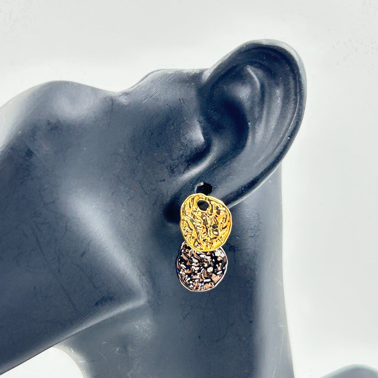 18K Gold Plated Two tone dangle earrings