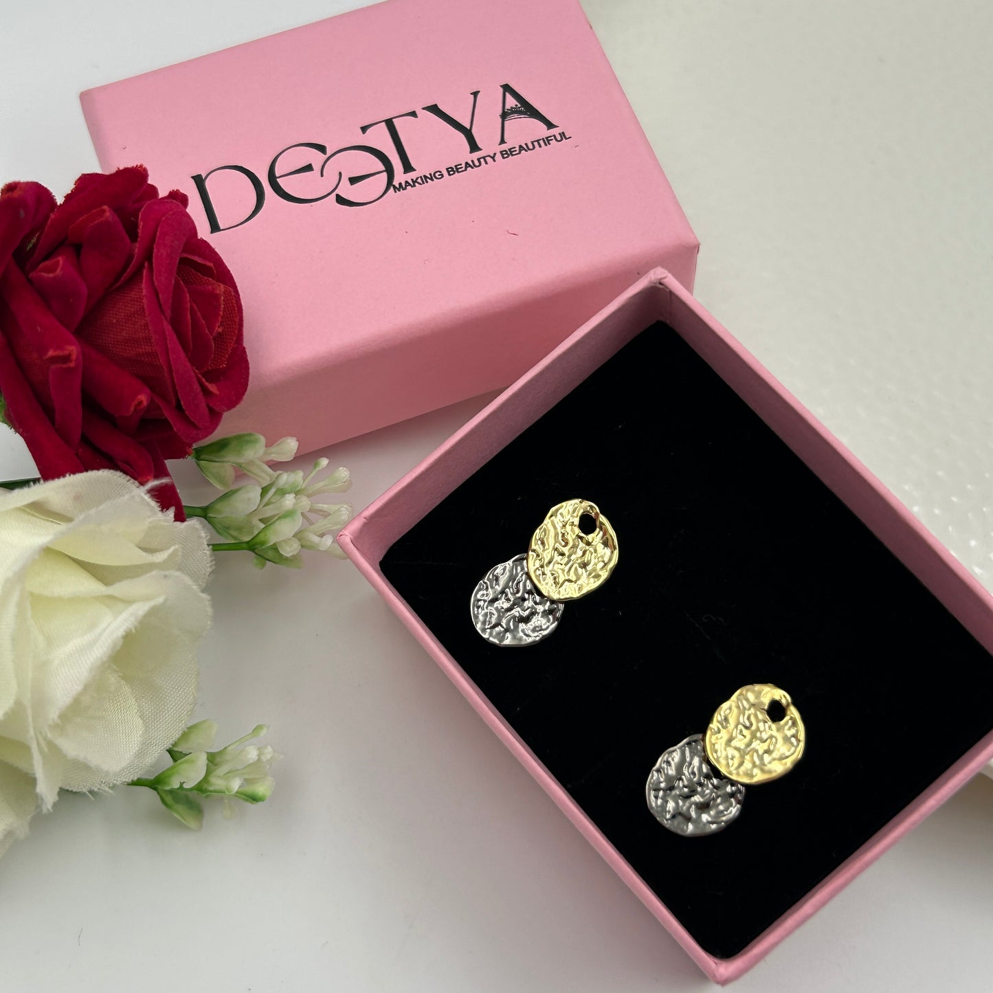 18K Gold Plated Two tone dangle earrings