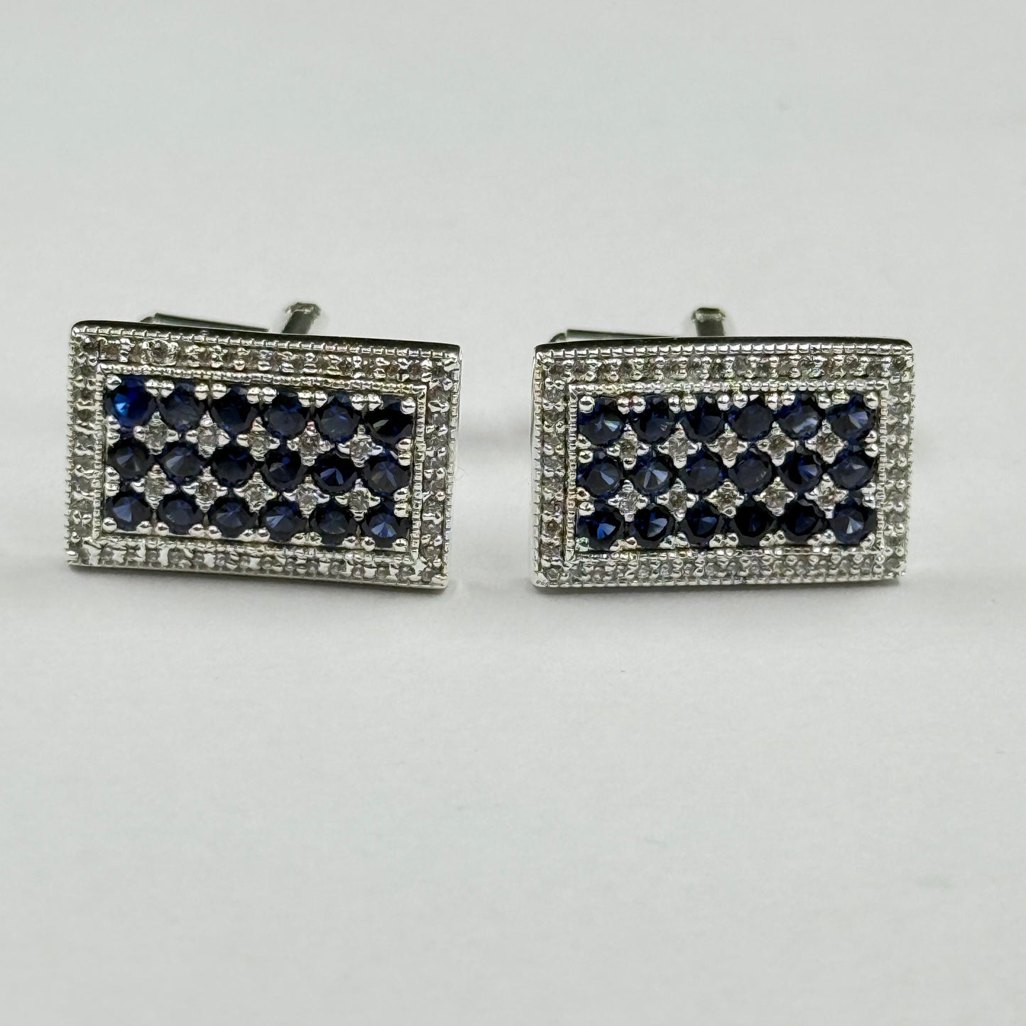 Silver Cufflink - Blue Sapphire Cuffkink for Men