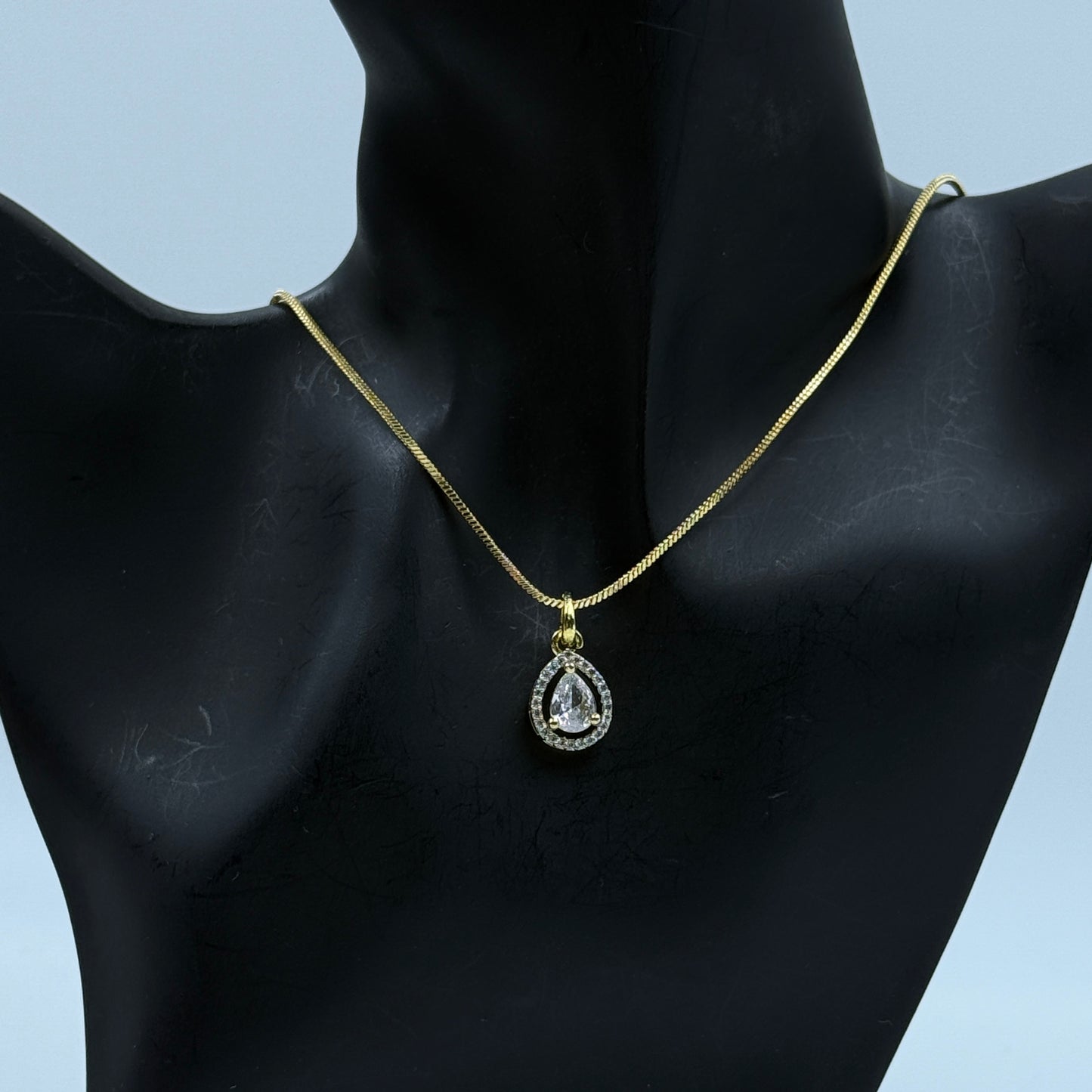 Pear Shape Small Pendant with Earrings Set - 18K Gold Plated Pendant Set