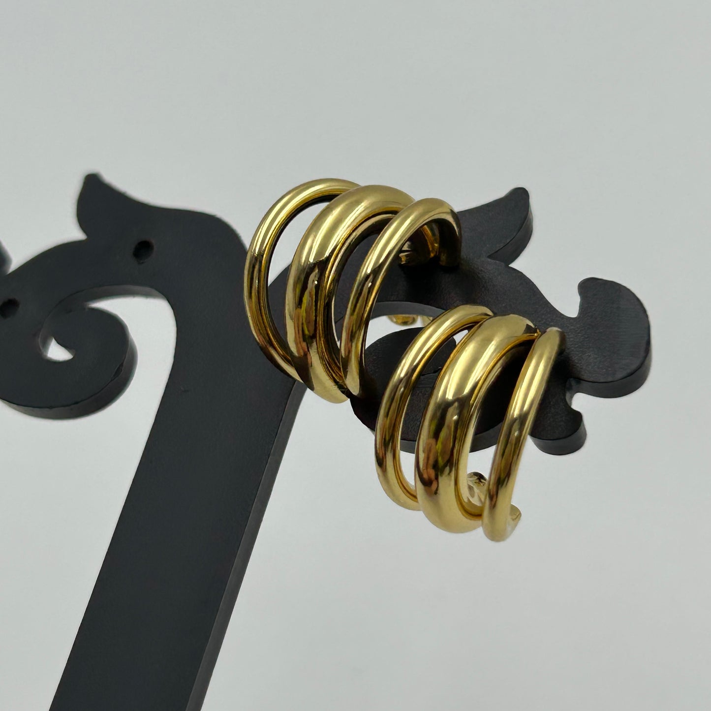 3D Hoop Earring for Women 18k Gold Plated