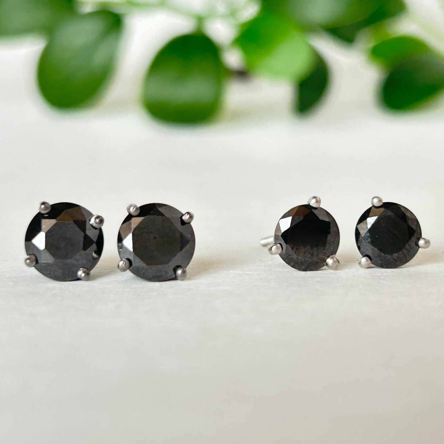 Black Diamond Stud Earring - Silver Earring