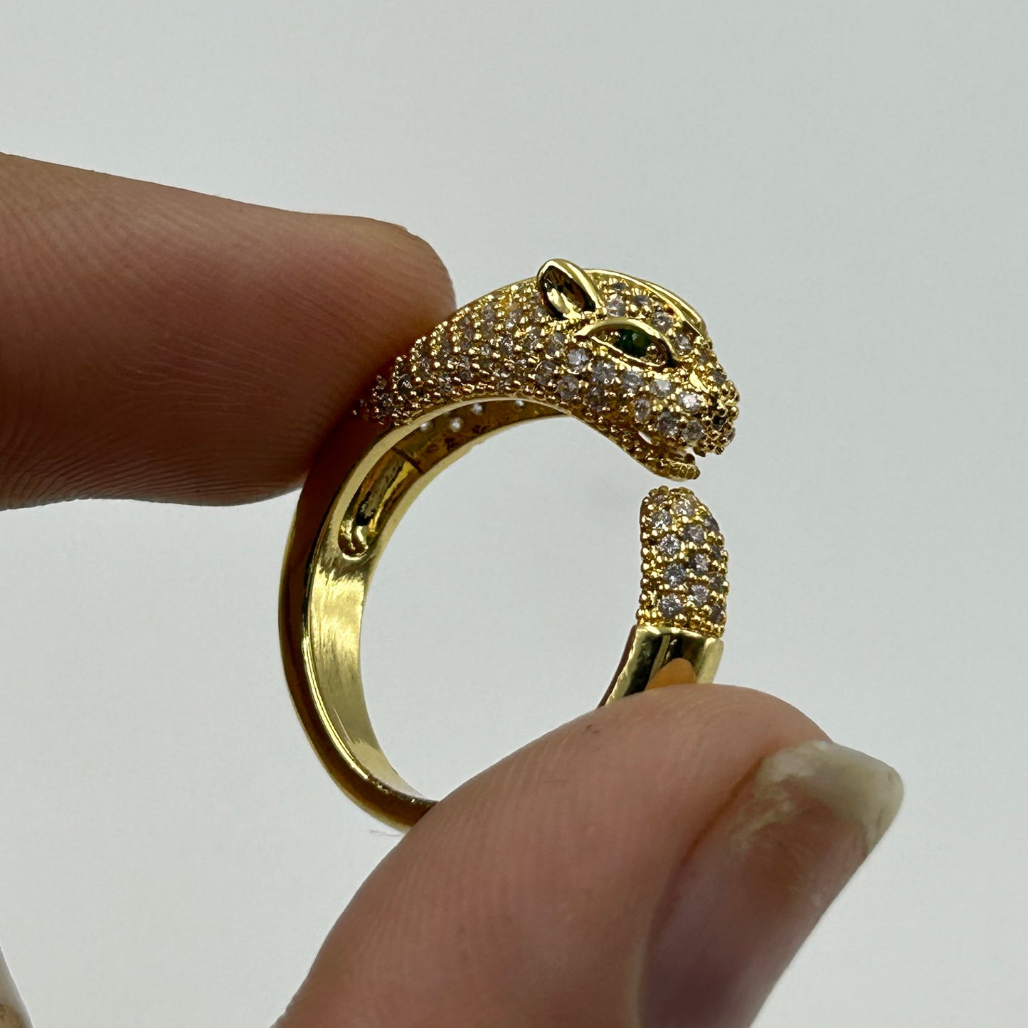 Women's Panther Ring 18k Yellow Gold Plated Adjustable Ring