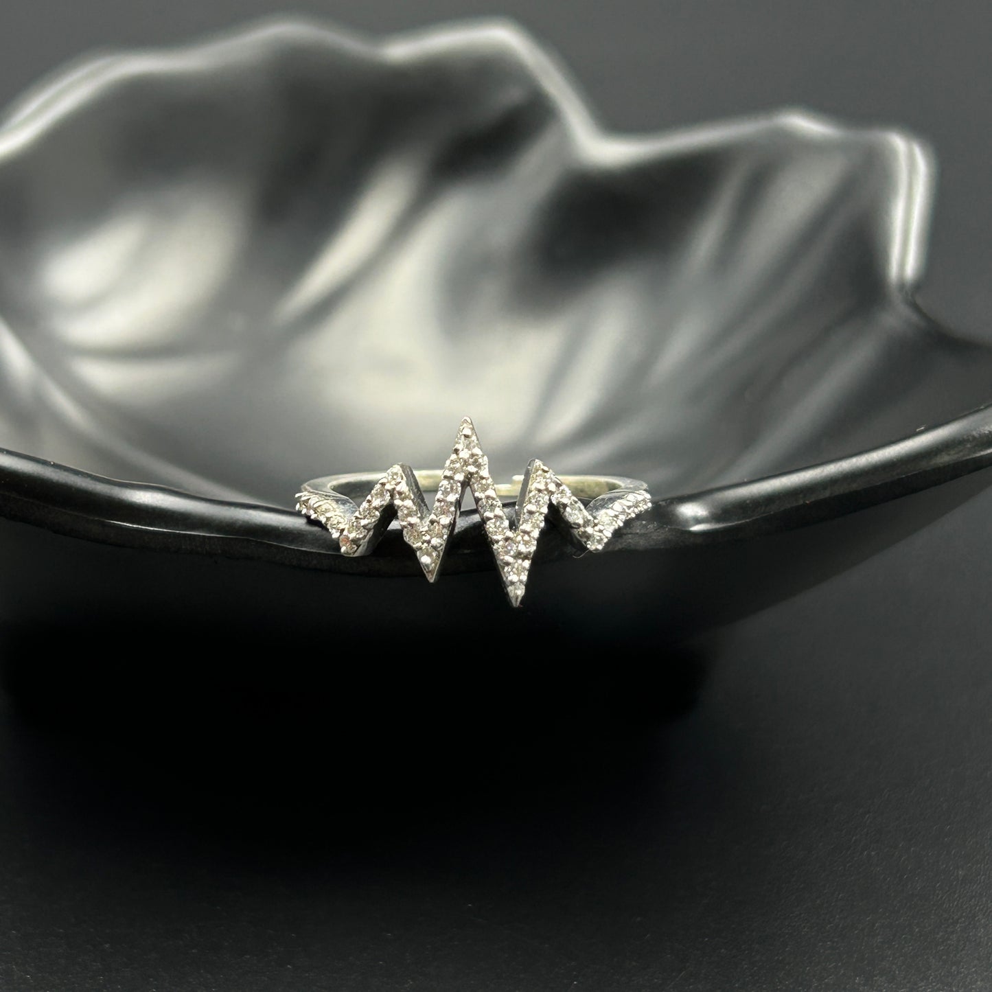 Silver Heartbeat Ring - Adjustable