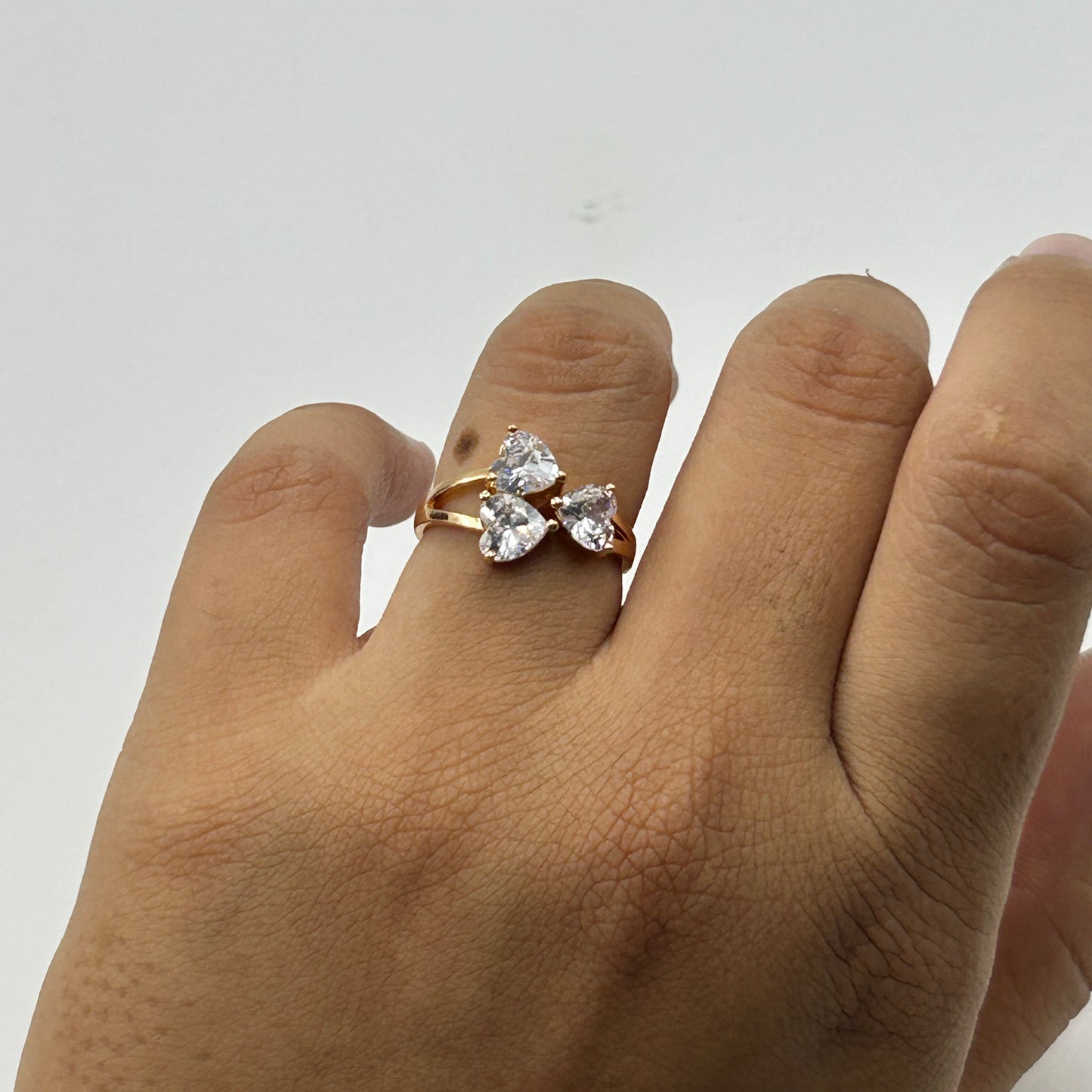 Women's Ring 18k Rose Gold Plated Three Heart Ring