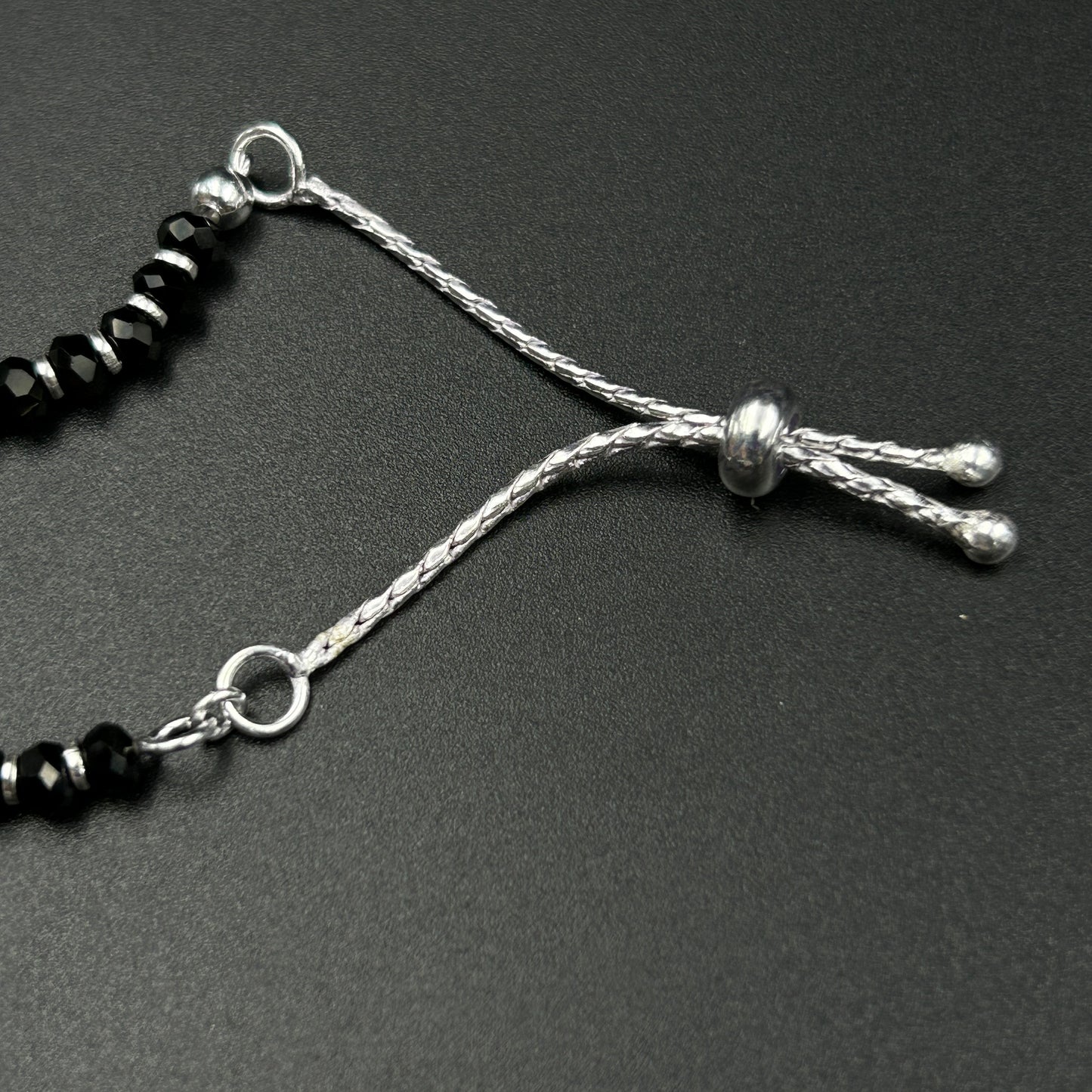 Silver Evil Eye Bracelet - Silver Black Beads Nazariya Bracelet Adjustable
