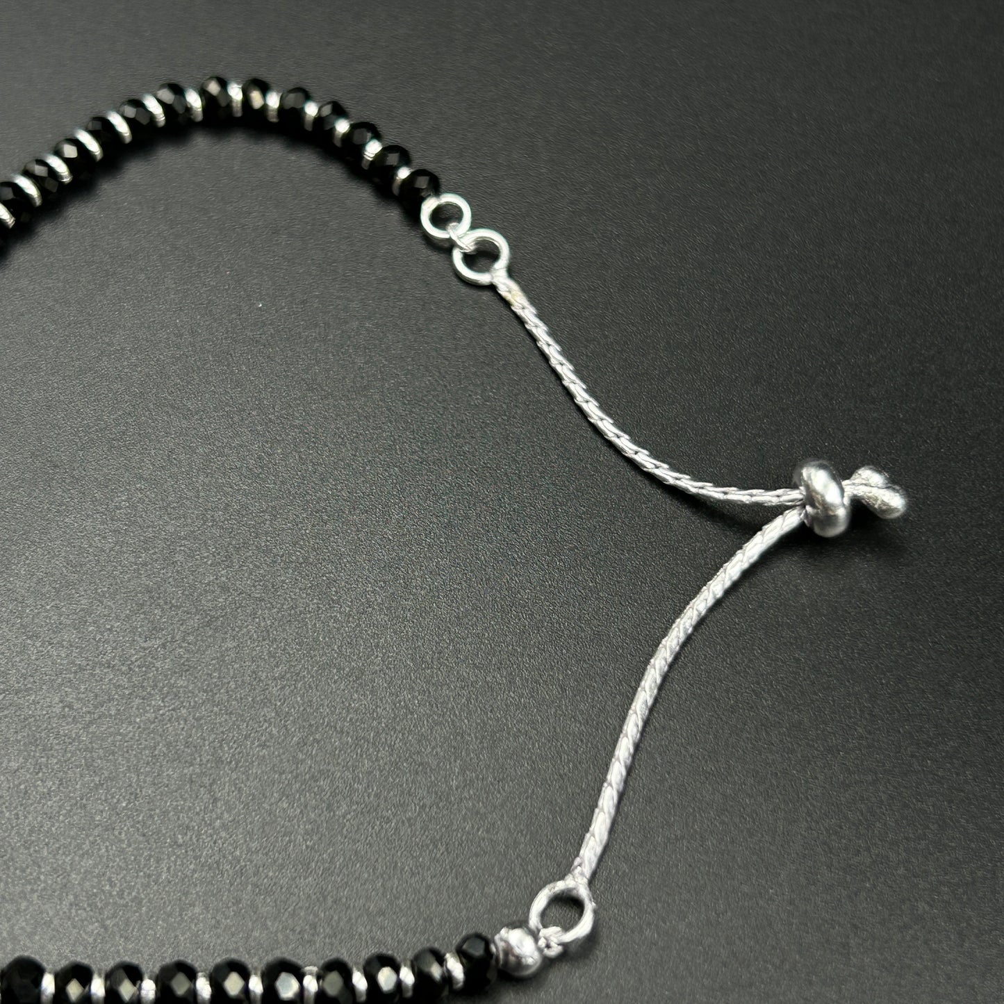 Silver Evil Eye Bracelet - Silver Black Beads Nazariya Bracelet Adjustable