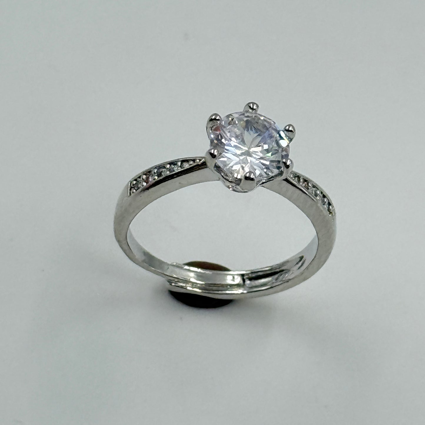 Solitaire Tension Ring 18k White Gold Plated