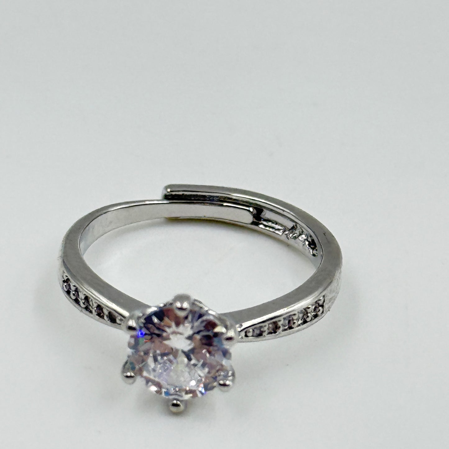 Solitaire Tension Ring 18k White Gold Plated