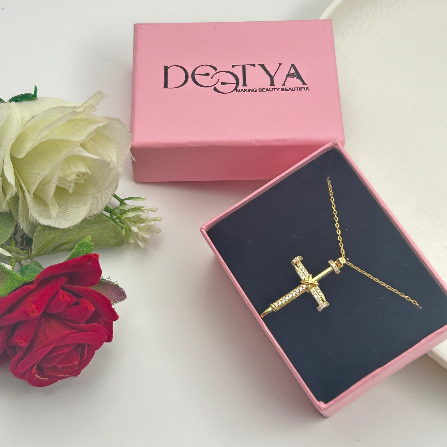 Unisex Jesus Cross Necklace 18k gold plated