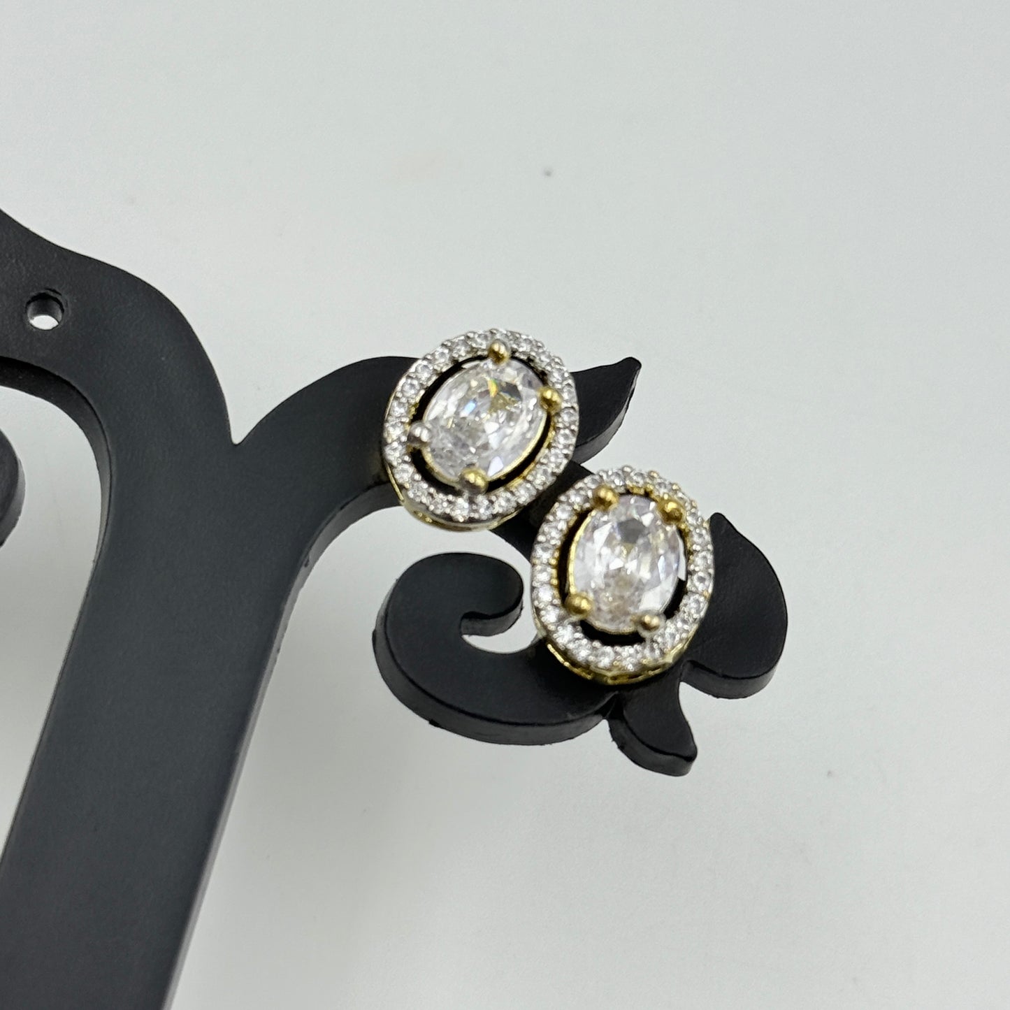 Pendant Set Oval Cut - 18k Gold Plated Solitaire Pendant with Earrings