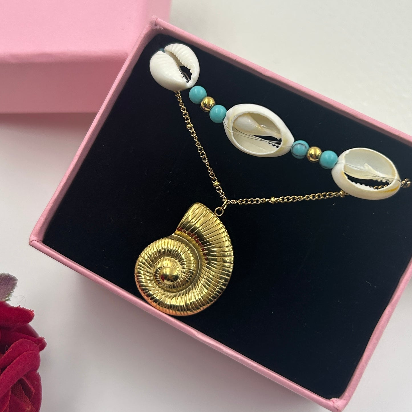 Double Layered Shell necklace 18k Yellow Gold Plated