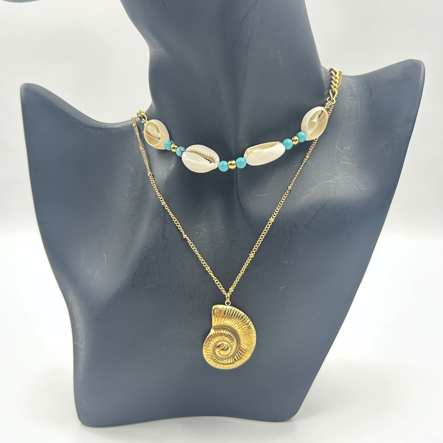 Double Layered Shell necklace 18k Yellow Gold Plated