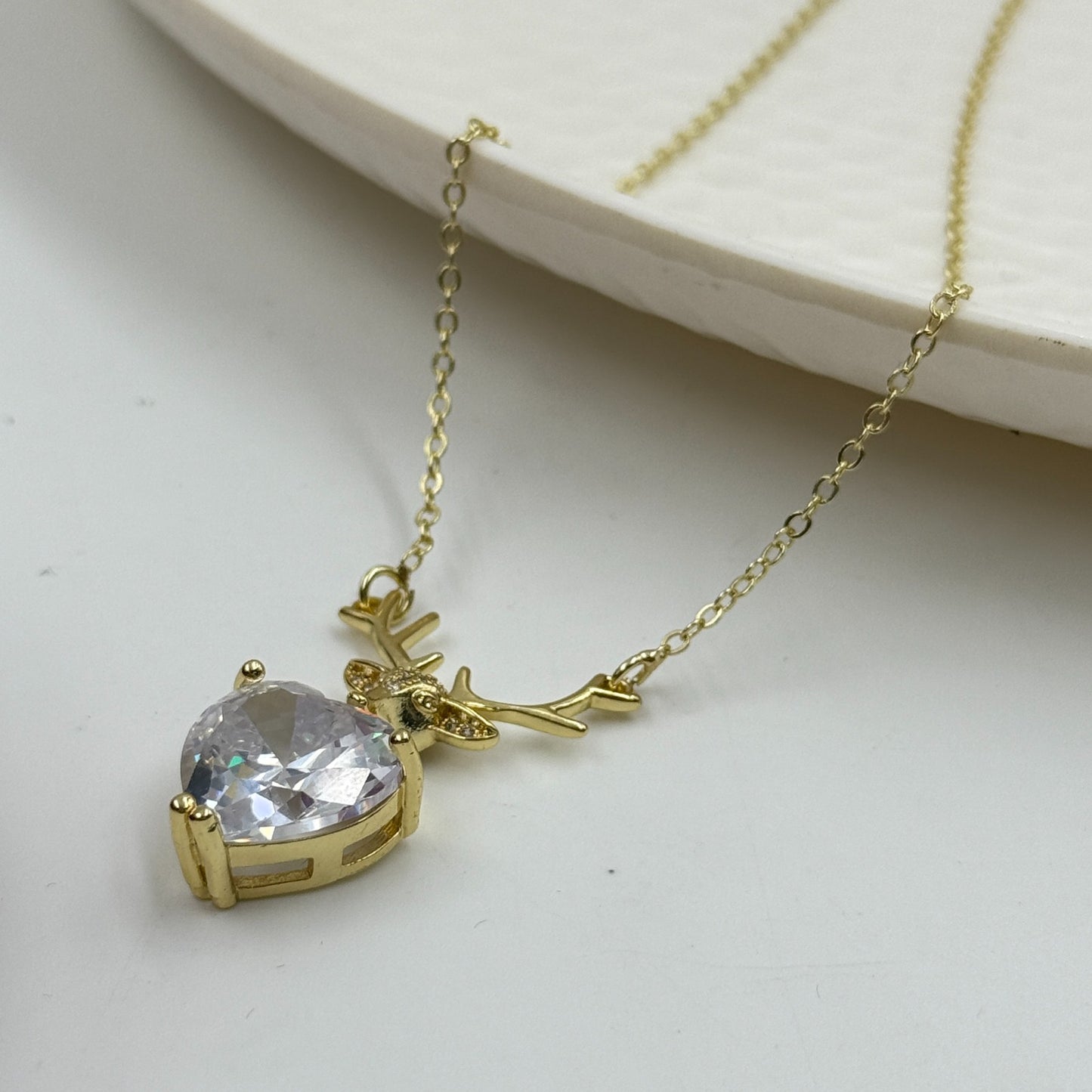 Deer Heart Necklace 18K Gold Plated Necklace