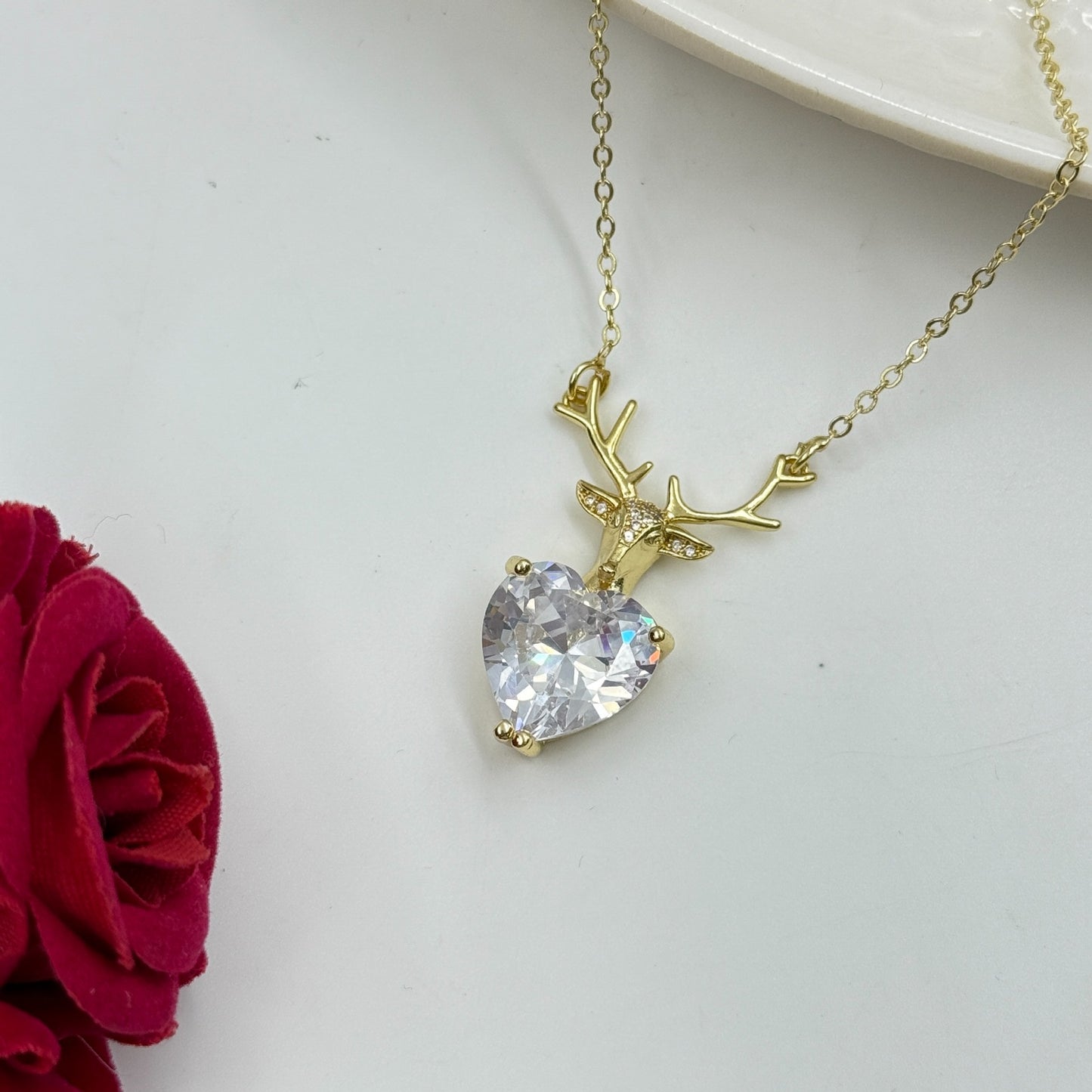 Deer Heart Necklace 18K Gold Plated Necklace