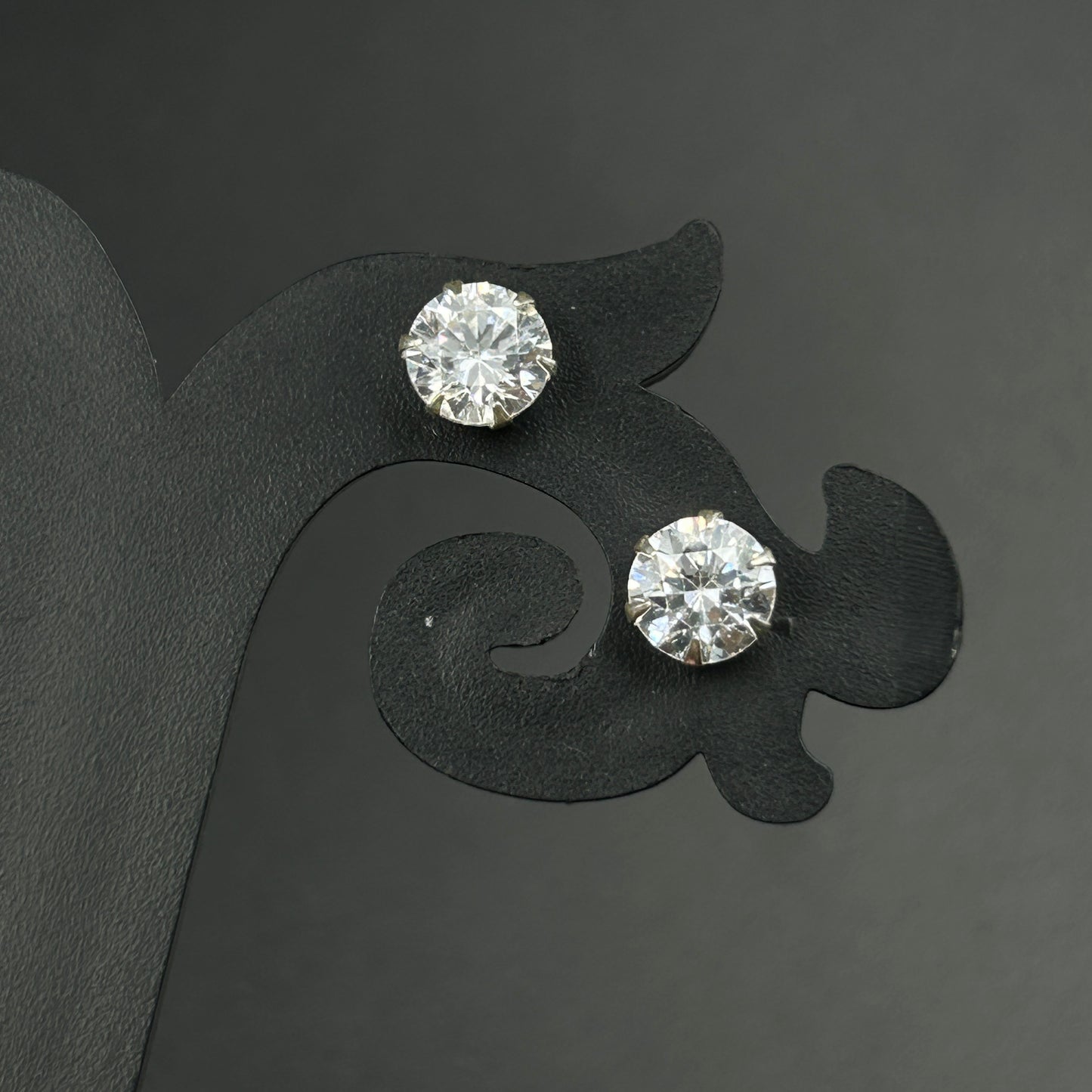 Pure Silver Stud Earrings - Round Cut
