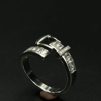 Belt Ring 18k white gold plated ring