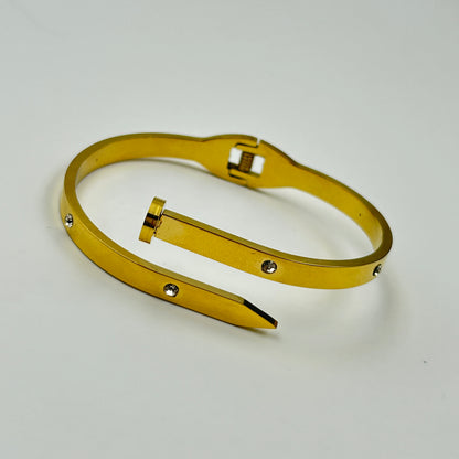 Diamond 18k Yellow Gold Plated Nail Bracelet/Kada