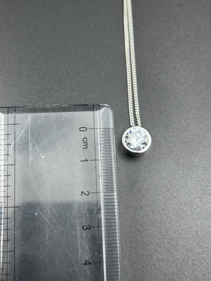 Single Diamond Necklace - Pure Silver