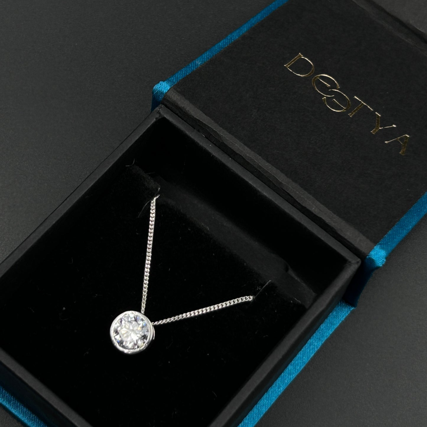 Single Diamond Necklace - Pure Silver