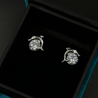 Diamond Dolphin Earring