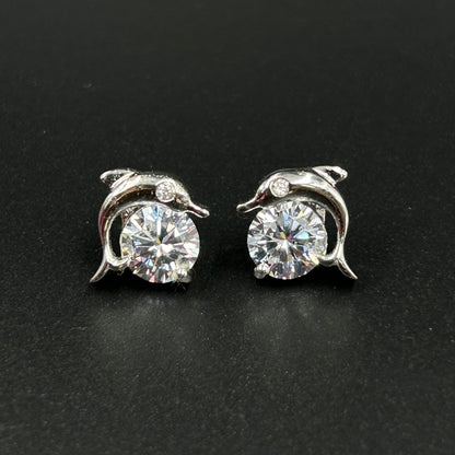 Diamond Dolphin Earring