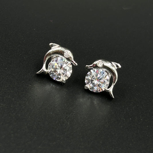 Diamond Dolphin Earring