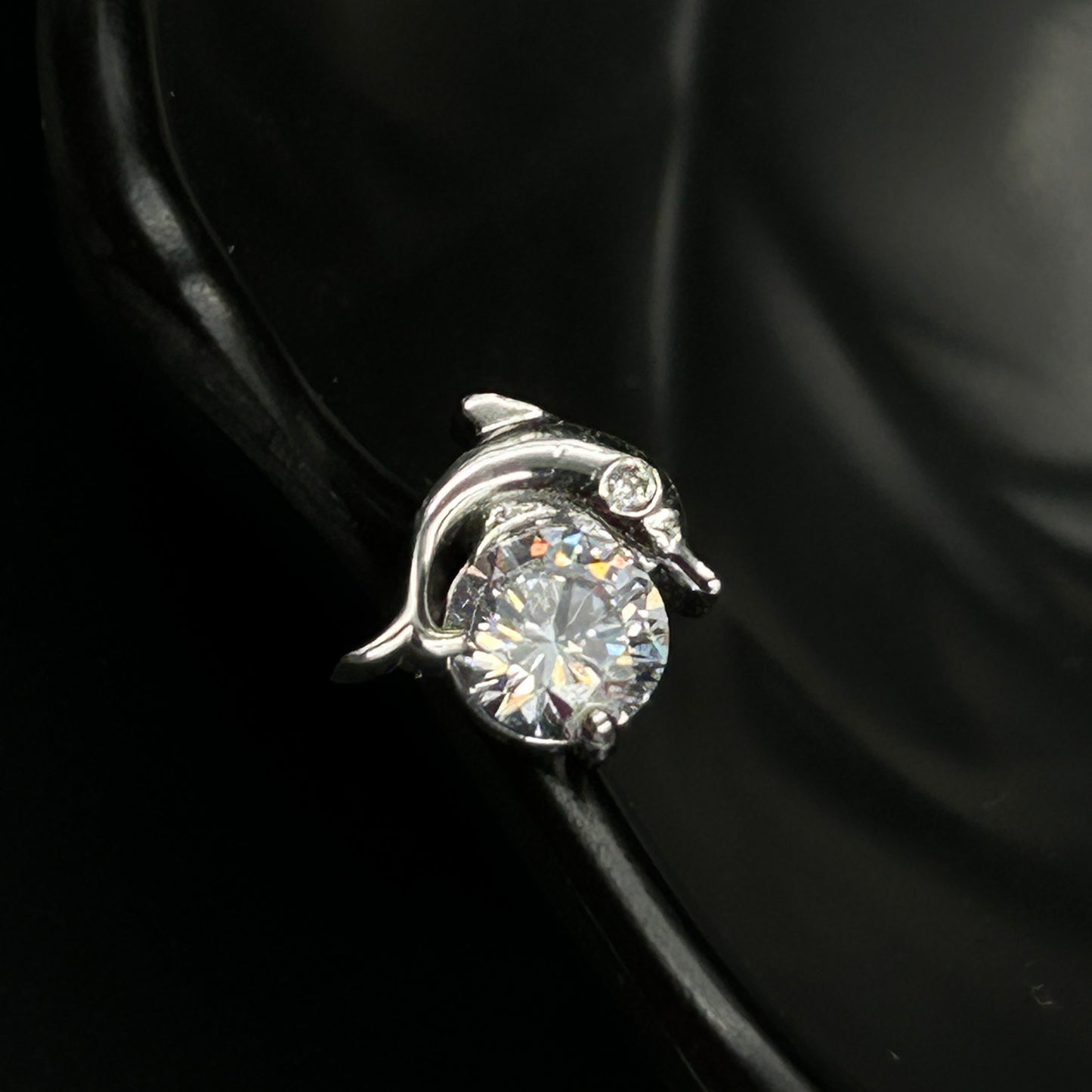 Diamond Dolphin Earring