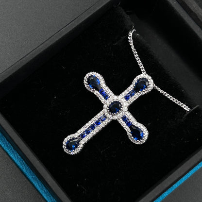 CROSS Pendant - Blue Sapphire Jesus Pendant