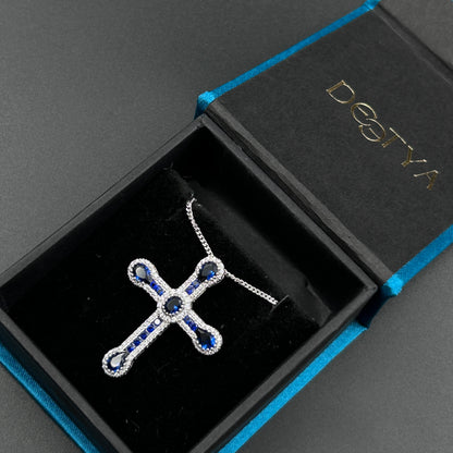 CROSS Pendant - Blue Sapphire Jesus Pendant