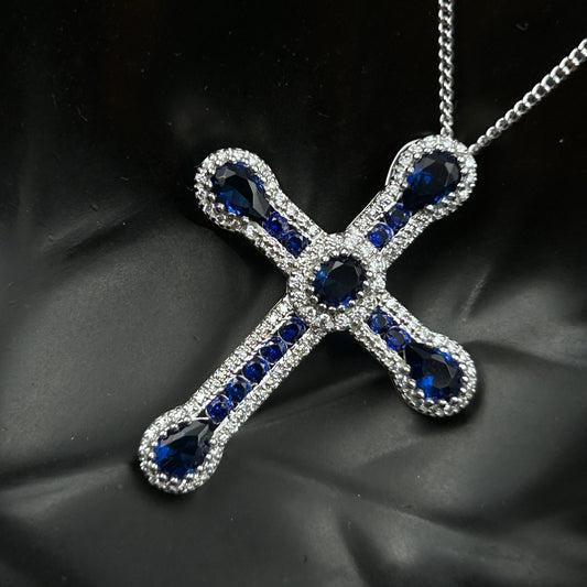 CROSS Pendant - Blue Sapphire Jesus Pendant