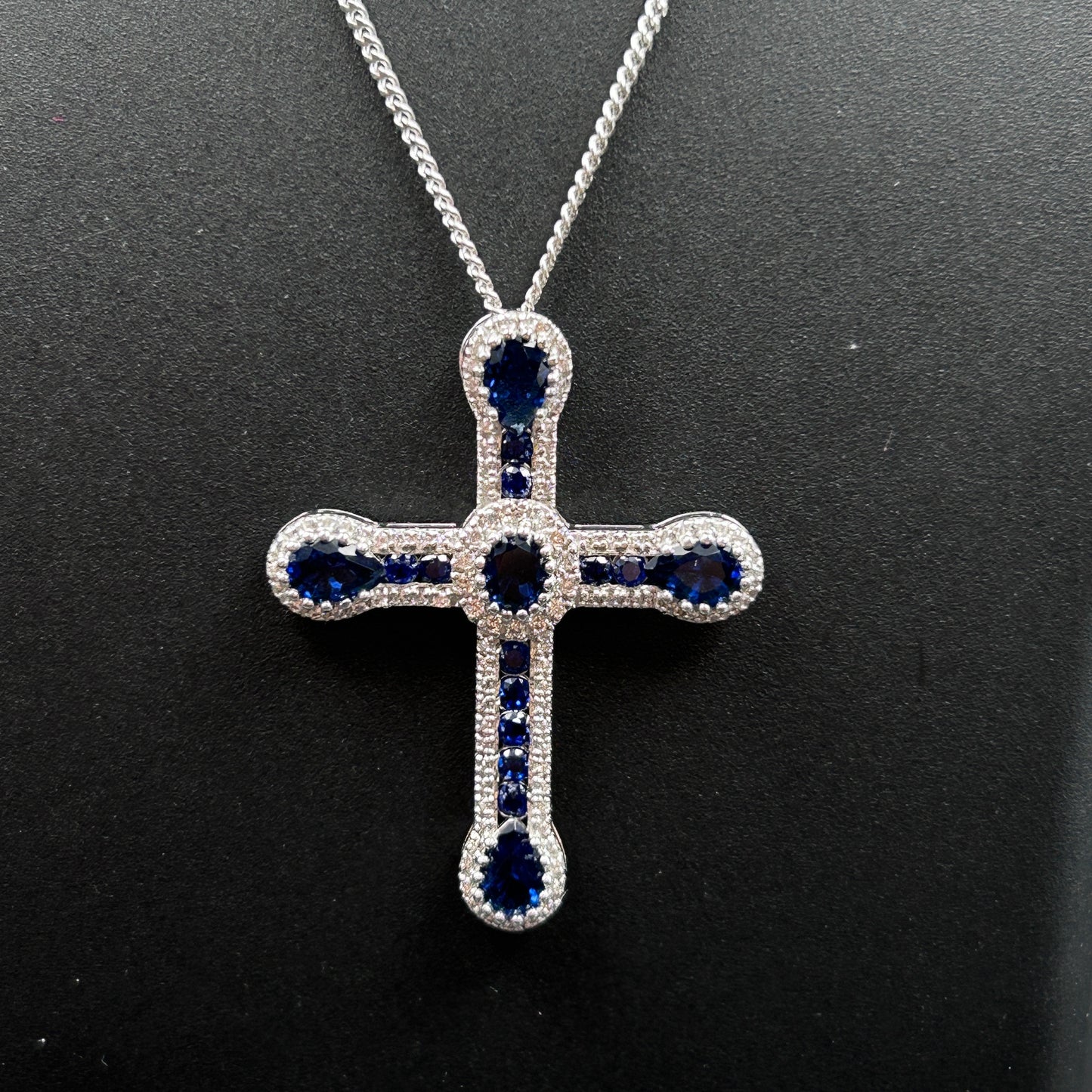 CROSS Pendant - Blue Sapphire Jesus Pendant