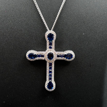 CROSS Pendant - Blue Sapphire Jesus Pendant