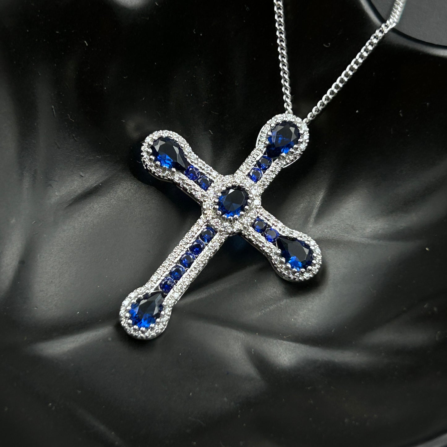 CROSS Pendant - Blue Sapphire Jesus Pendant