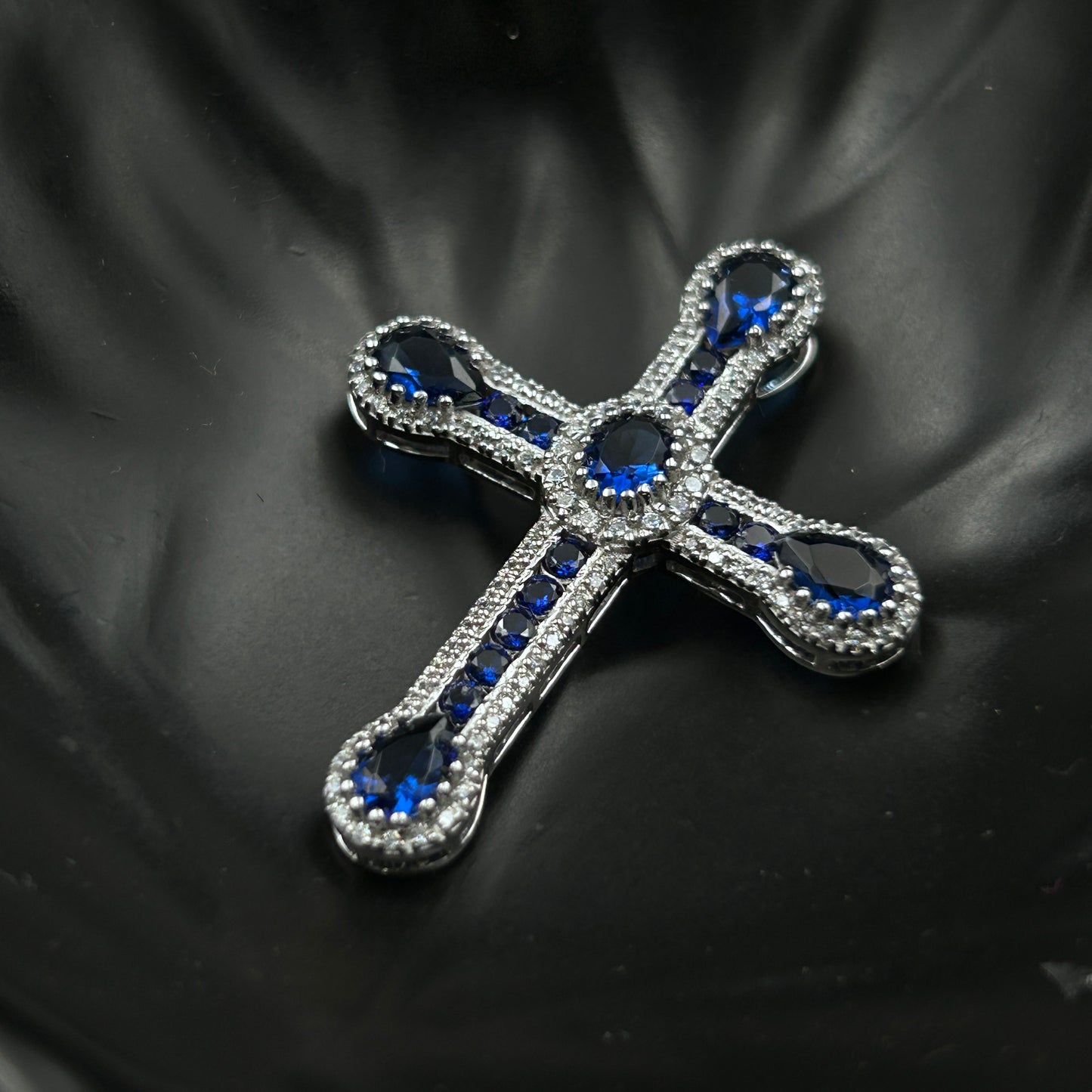 CROSS Pendant - Blue Sapphire Jesus Pendant