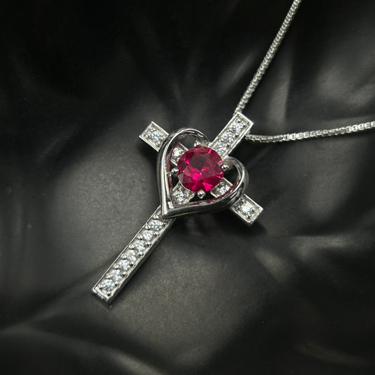 Red Ruby CROSS Pendant