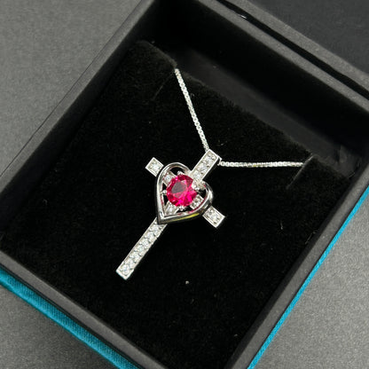 Red Ruby CROSS Pendant
