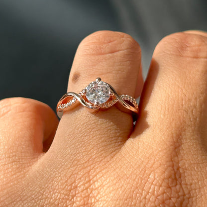 Rose Gold Ring - Silver Promise Ring