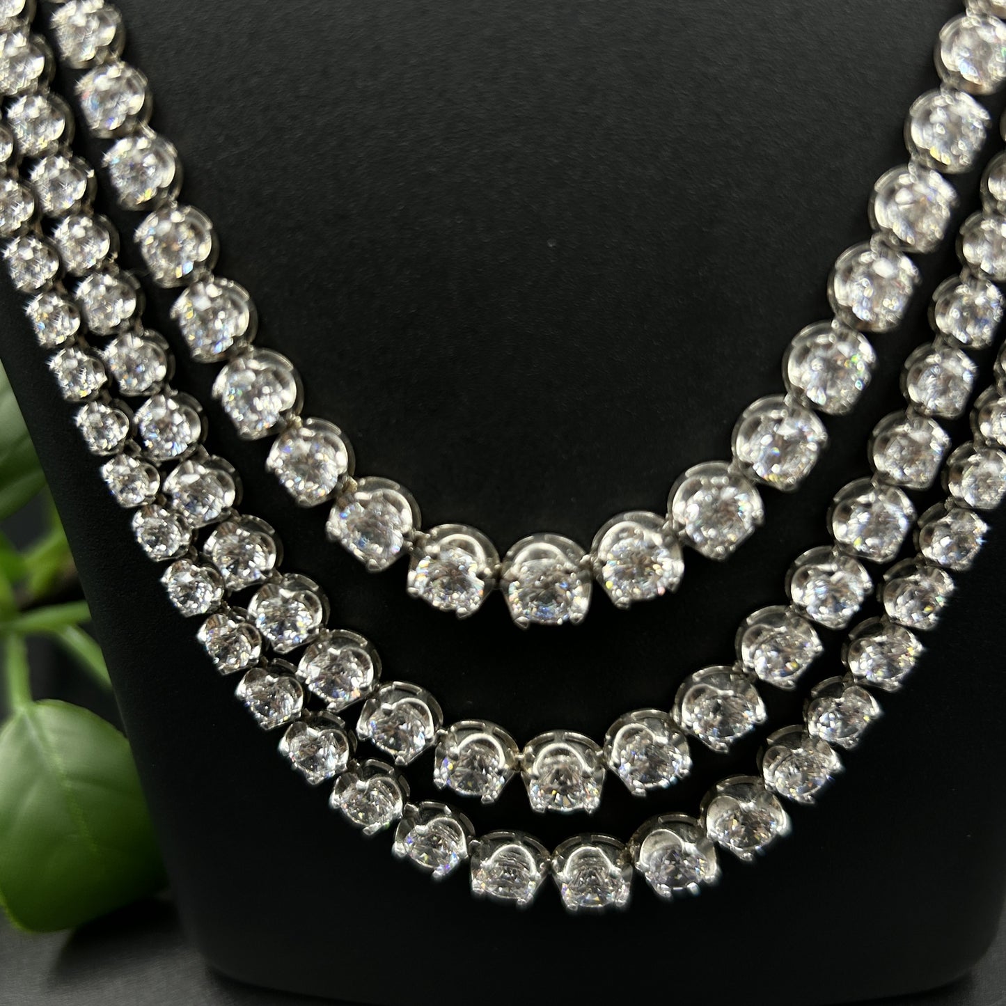 Silver Solitaire Necklace Set with Earrings