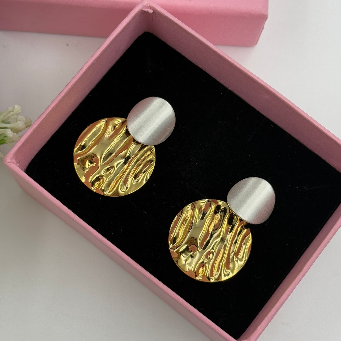 18K Gold Plated Two tone dangle earrings