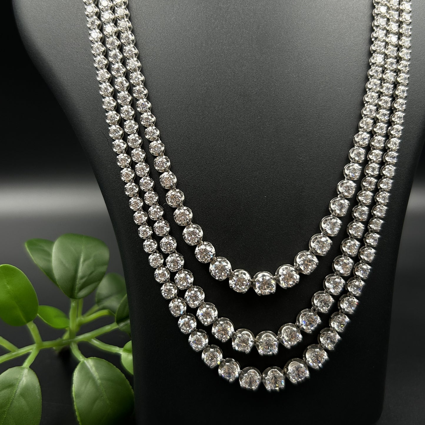 Silver Solitaire Necklace Set with Earrings