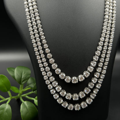 Silver Solitaire Necklace Set with Earrings