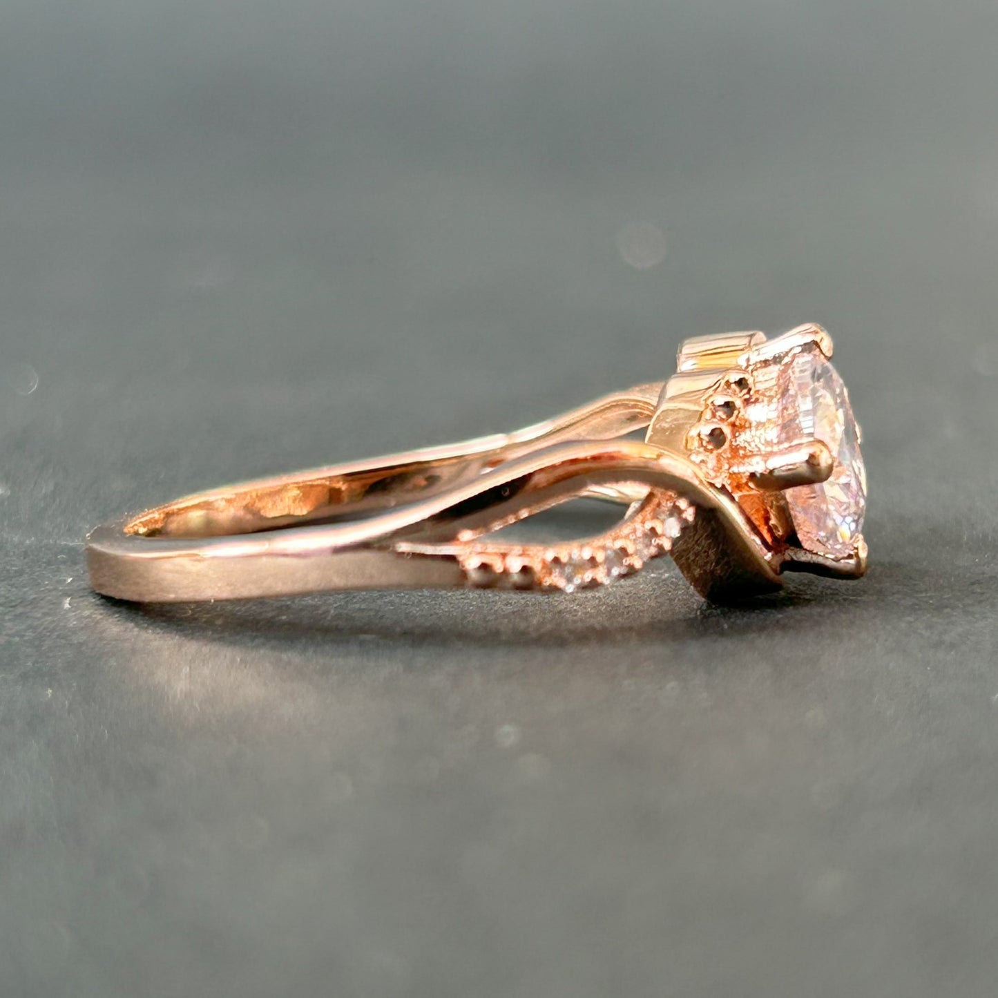 Rose Gold Ring - Silver Promise Ring