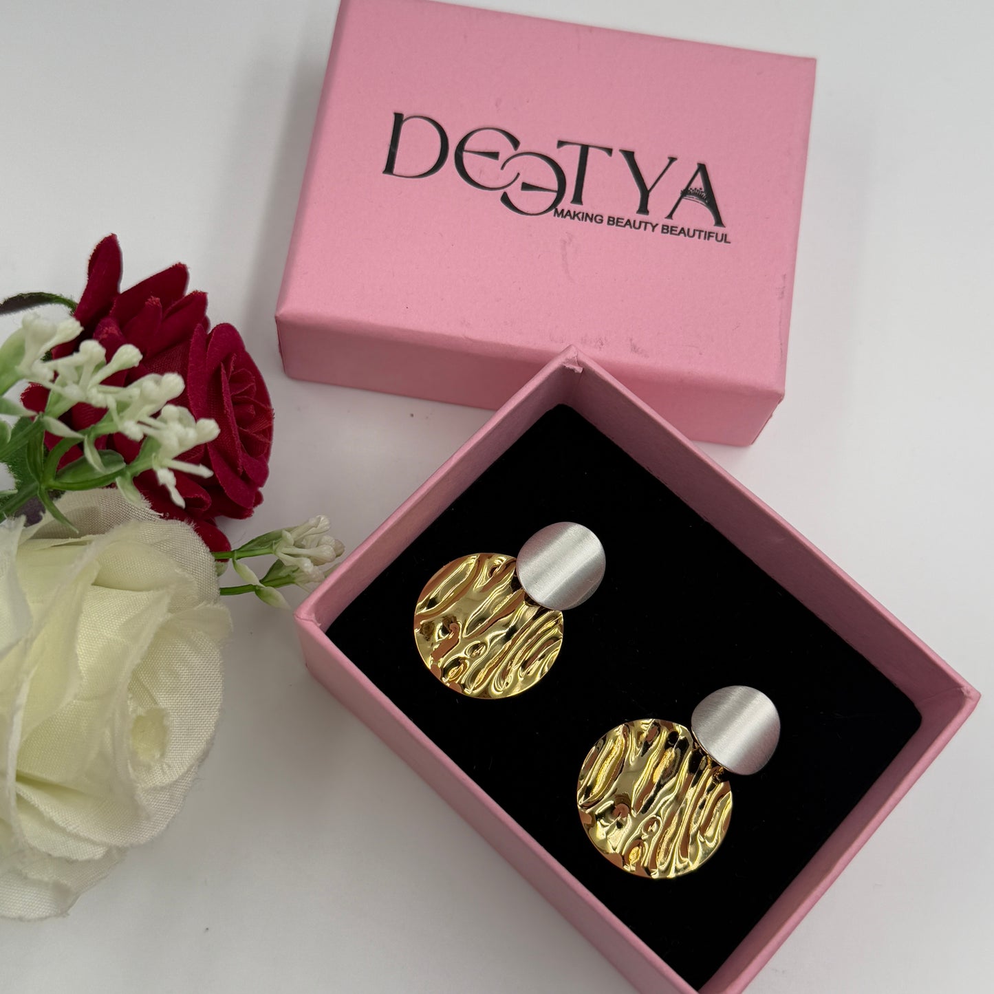 18K Gold Plated Two tone dangle earrings