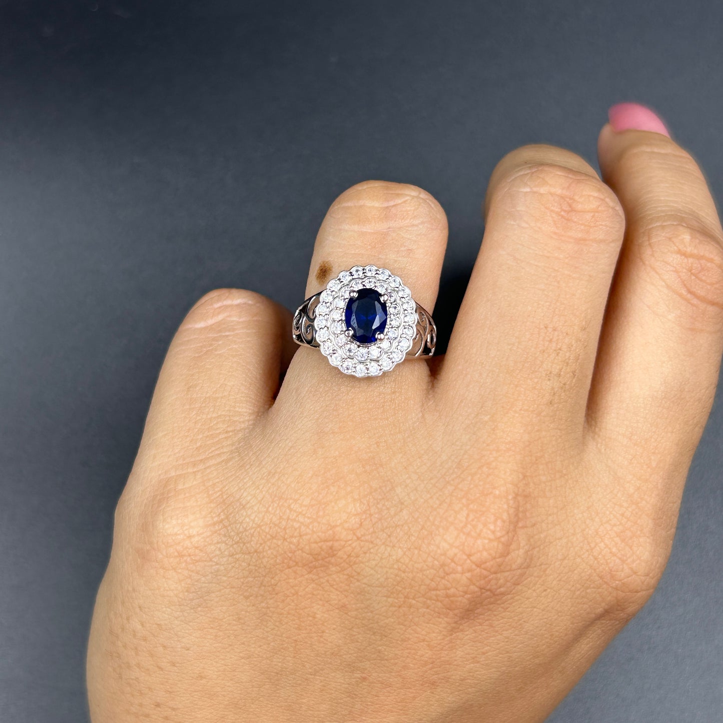 Blue Sapphire Women's Cocktail Ring