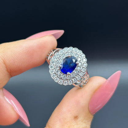 Blue Sapphire Women's Cocktail Ring