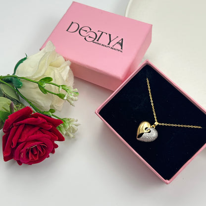 Two tone Heart Necklace 18k gold plated